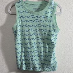 Old Navy 2T Sleeveless Green/Blue Wave Shirt Toddlers Boys
