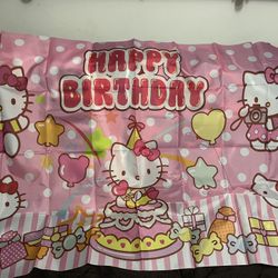 Hello Kitty Happy Birthday Backdrop