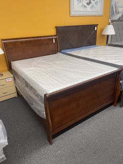 Full Size Bed Frame - Cherry Sleigh Bed