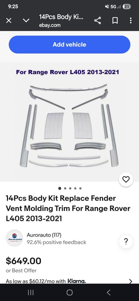 2013-2021 Land Rover Range Rover Plastic Molding