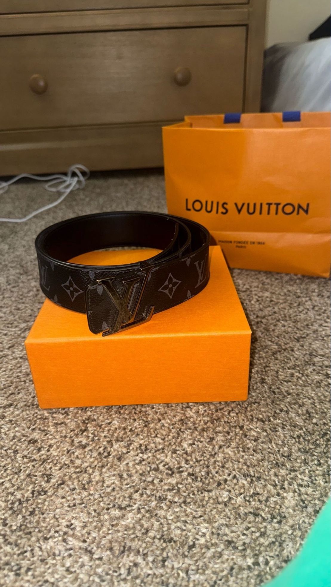 Louis Vuitton Belt Size 32 Waist Men Black In Color