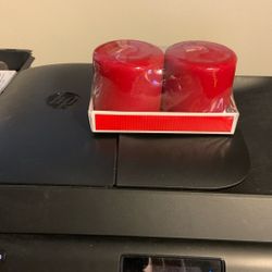 Red pillar candles Ok