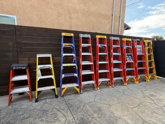 9 new ladders read the add for prices 6 ft $125 each /3.3 ft commercial $150 / 4 ft yellow $100