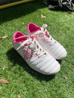 White and Pink Soccer Cleats 2Y