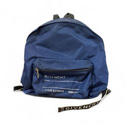 Rare beautiful Givenchy leather x nylon avenue backpack bag blue 