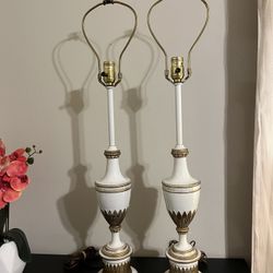 Stiffel Adam Hollywood Regency Classic Metal Table Lamps 