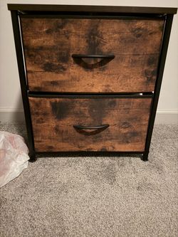 2-Drawer Rustic Fabric Dresser Storage Unit