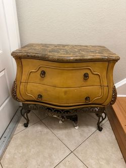 Bombé Chest with Marble Top and Iron Base