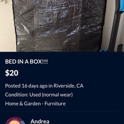 BED IN A BOX! 20 Bucks!!!