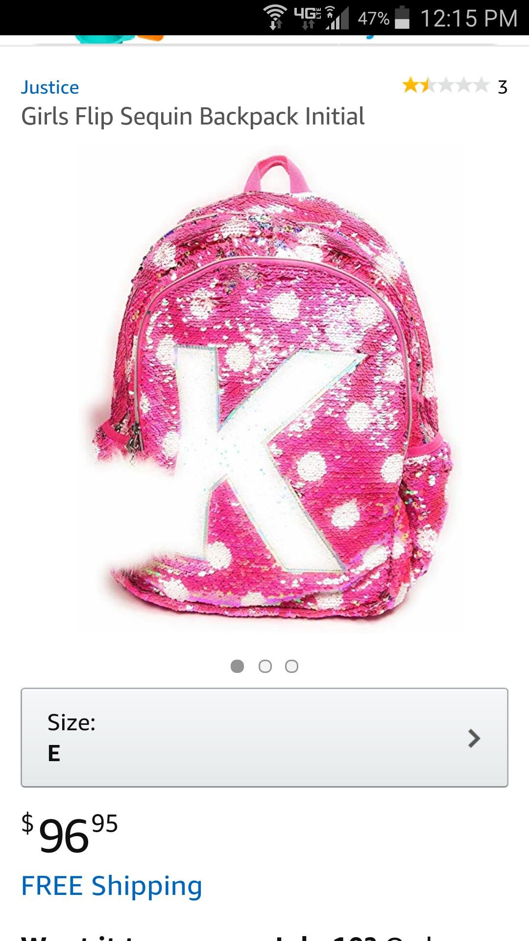 Justice pink sequin shop backpack