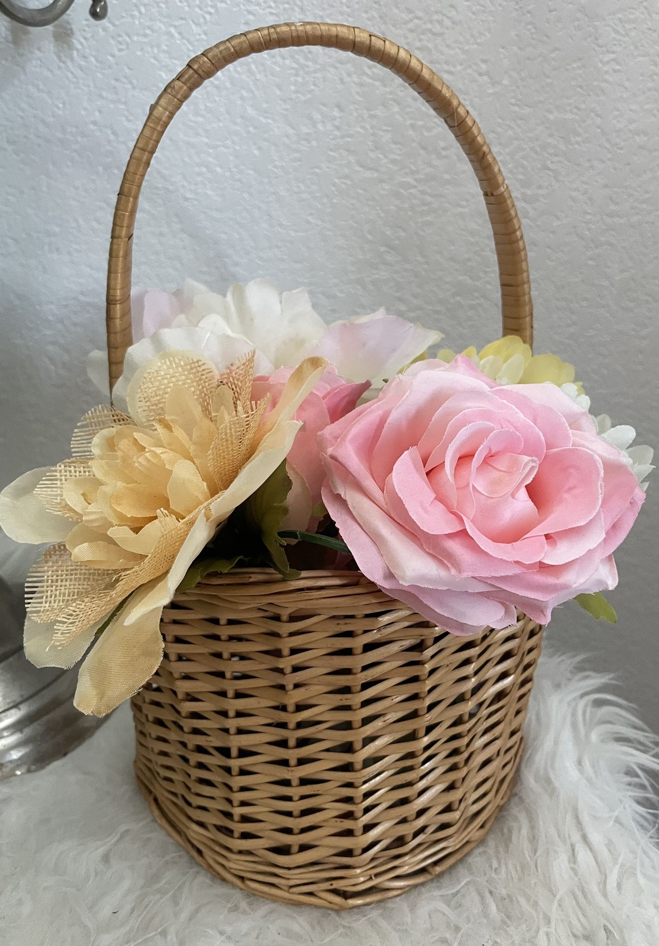 Basket With Artificial Flowers 
