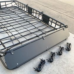 (NEW) $160 Roof Rack Basket w/ Cargo Net, Universal Fit 64x39” Car Top Luggage Carrier 150 LBS max