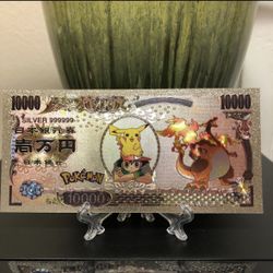 Silver Plated Gigamax Charizard (Pokémon) Banknote 