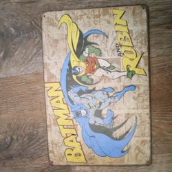 Vintage Batman And Robin Aluminum Sign