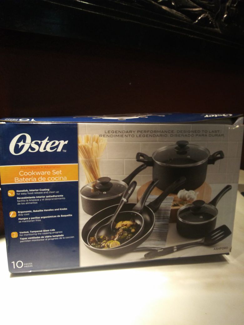 New in box! Oster 10pc. Aluminum Non-Stick Cookware Set