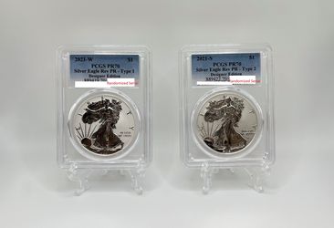 2021 Reverse Proof American Silver Eagle Designer Set Type 1 & 2 PCGS PR70
