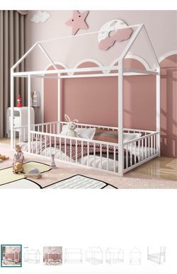 Kids metal floor bed