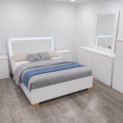 Queen Bedroom Set LED Lights + Mattress + Delivery Included 🔥