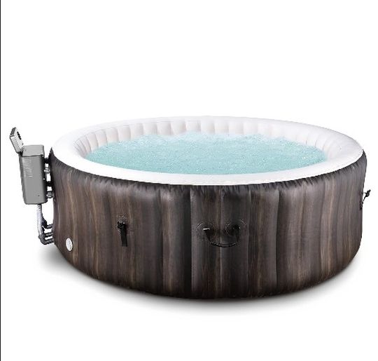 EVAJOY Inflatable Hot Tub, Portable Inflatable Hot Tub with Built-in LED, Electric Heater Pump, Hot Tub Spa with 140 Air Jets,