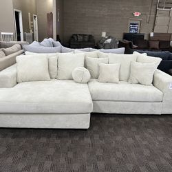 Deep Chaise White Cream Sectional