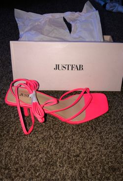 Short square toe pink heels