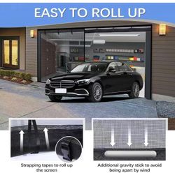 Garage Door Screen for 2 Car Garage 16x8FT, Magnetic Screen Garage with Retractable Fiberglass Mesh and Heavy Duty Weighted Bottom, Easy Assembly & Pa