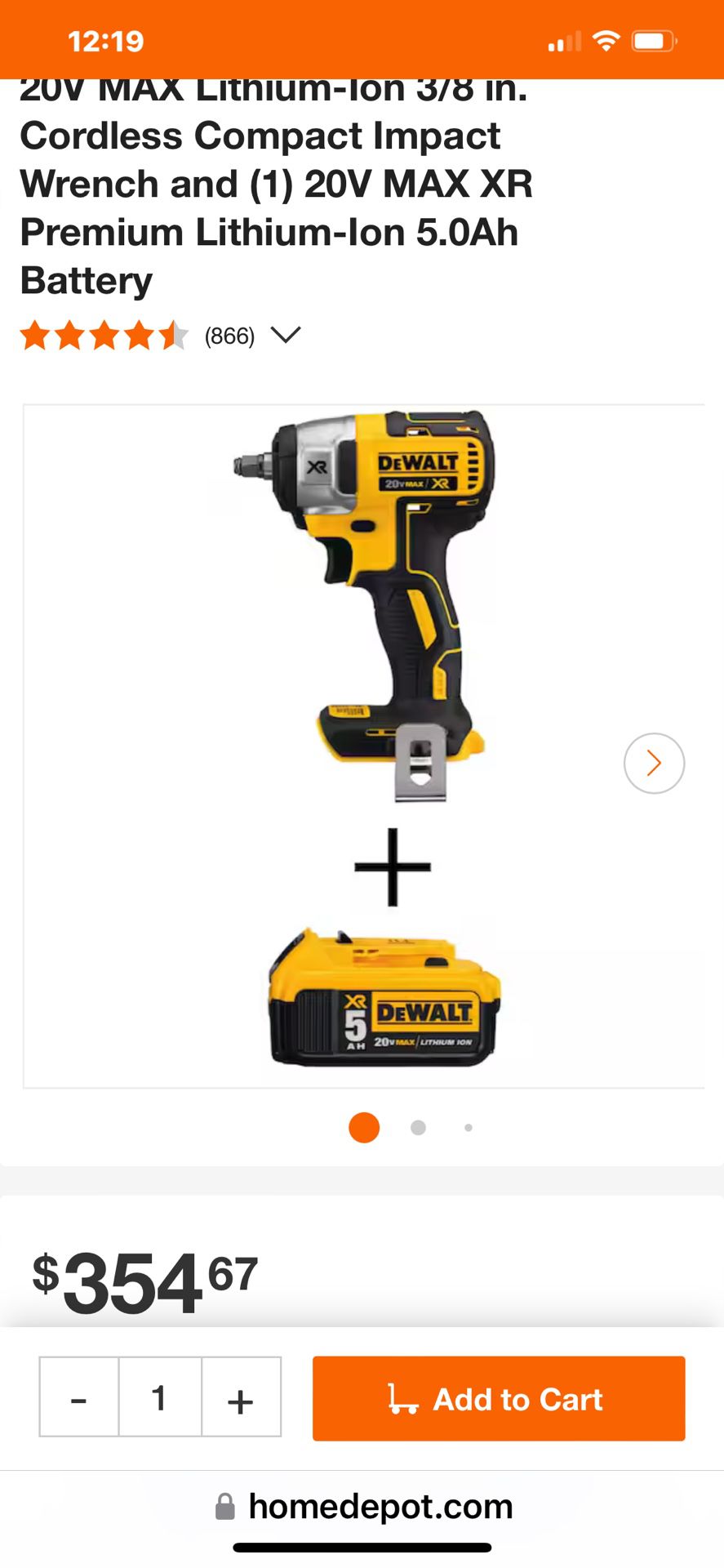 NEW DEWALT XR BRUSHLESS 3/8” IMPACT WRENCH AND 5.0 AH BATTERY 