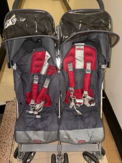 The original retail price new for the Maclaren Twin Triumph double stroller shown in the image was between $350 and $450. Maclaren Twin Techno double 