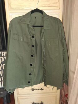 Army green button down shirt Size medium