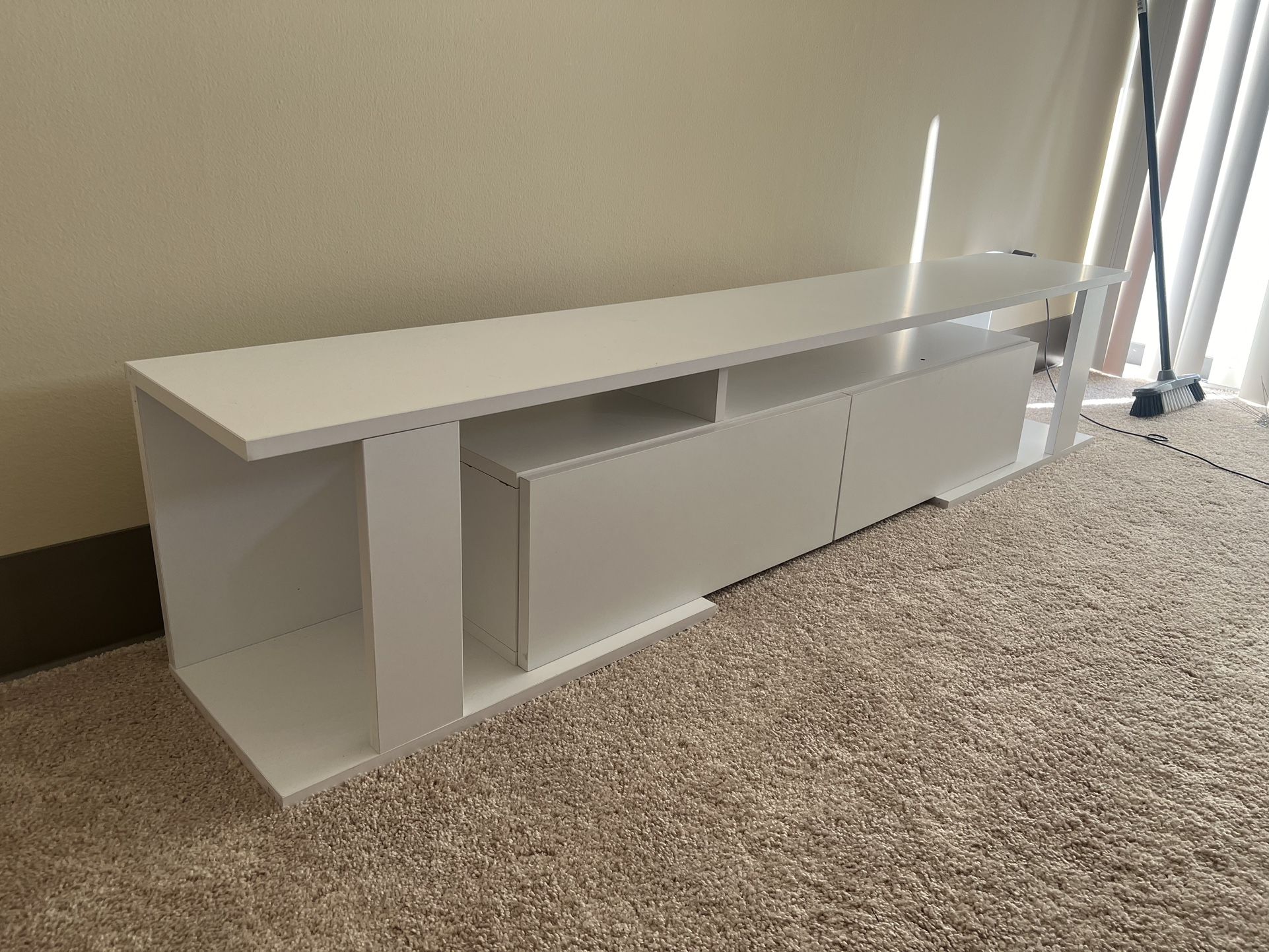 TV Stand with Doors - White