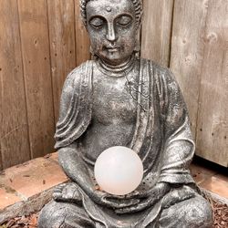 Large Buddha Water Fountain with Orb – Outdoor Garden Decor