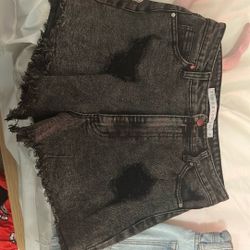 Black Rip Jean Shorts 