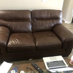3 Piece  1 Leather Couch And 2 Love Seats