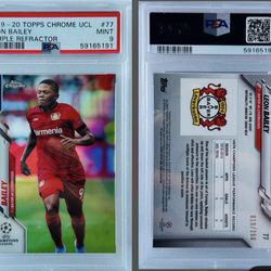 2019 Topps Chrome Uefa Champions League - Leon Bailey - Purple Refractor 19/250 - GRADED PSA 9