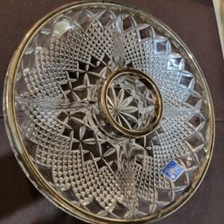 Vintage Lead Crystal Holiday Thanksgiving Dinner Service Bowls Plates Dishes