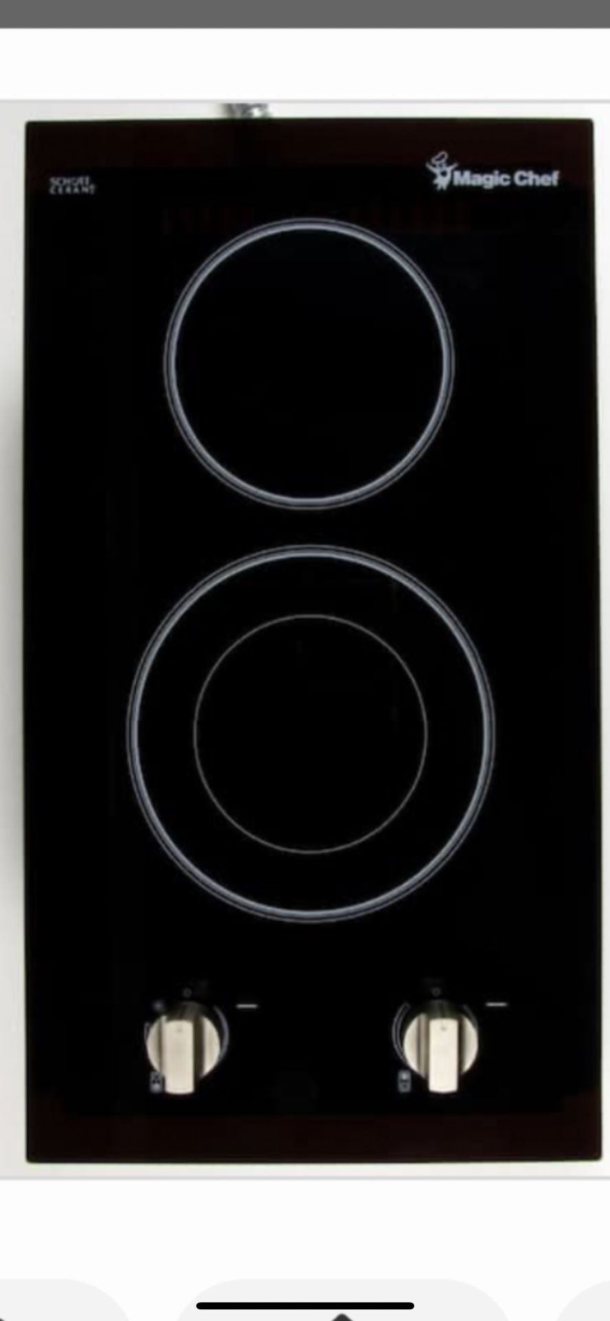 Magic Chef 12 in. Radiant Electric Ceramic Glass Cooktop in Black with 2 Elements Including Dual Radiant Element