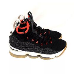 Nike LeBron 15 Basketball Shoes BlackBright Crimson Sock Knit Men 8.5