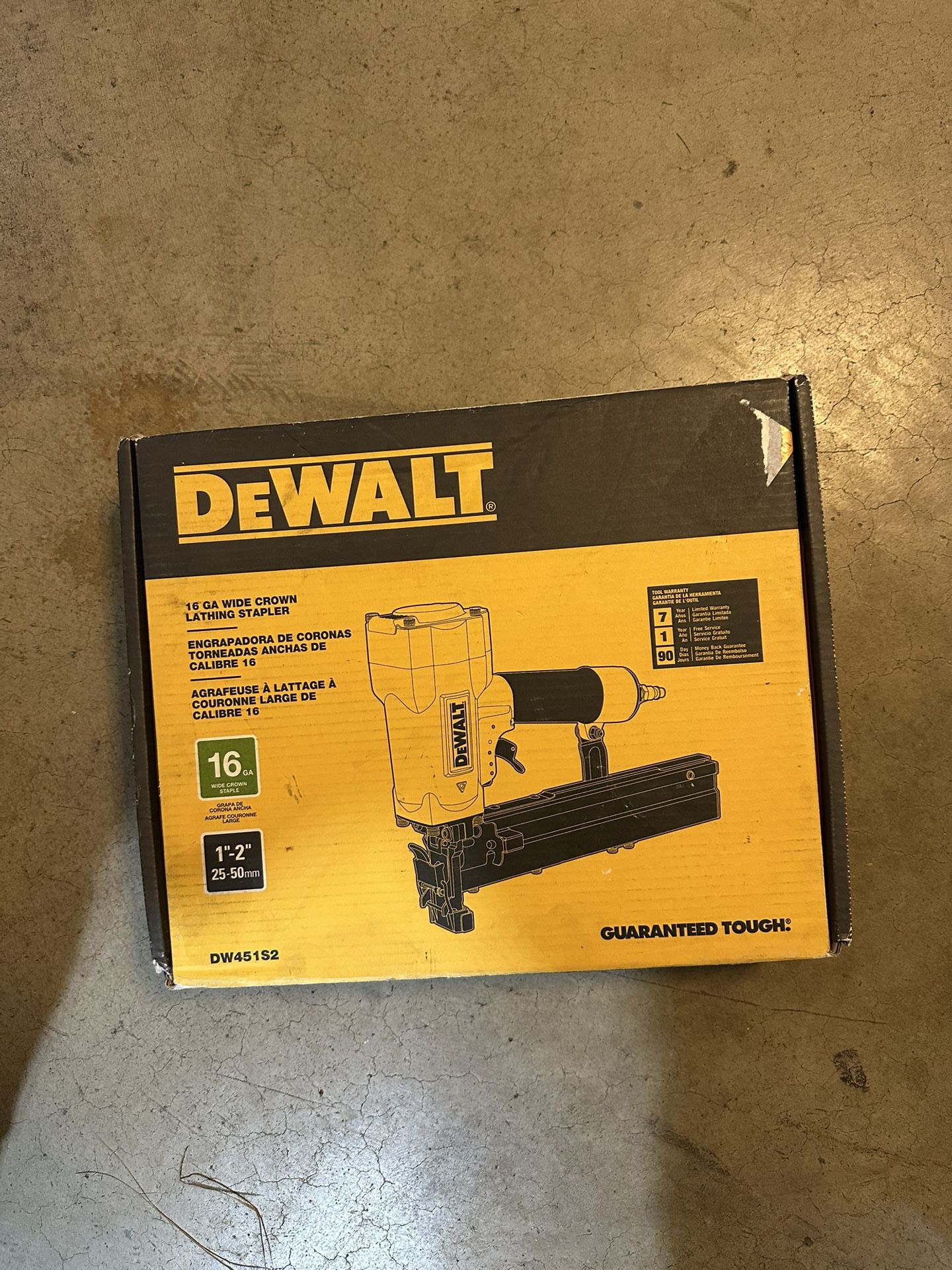 DEWALT Corded Pneumatic 16-Gauge 1 in. Crown Lathing Stapler