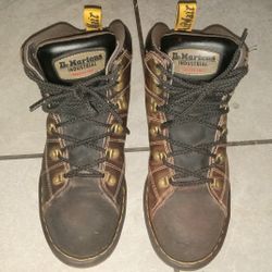 Dr Martens Industrial Steel Toe Work Boots Mens 10 Brown Leather 