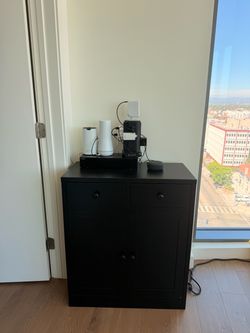 Black Storage Cabinet with Drawers