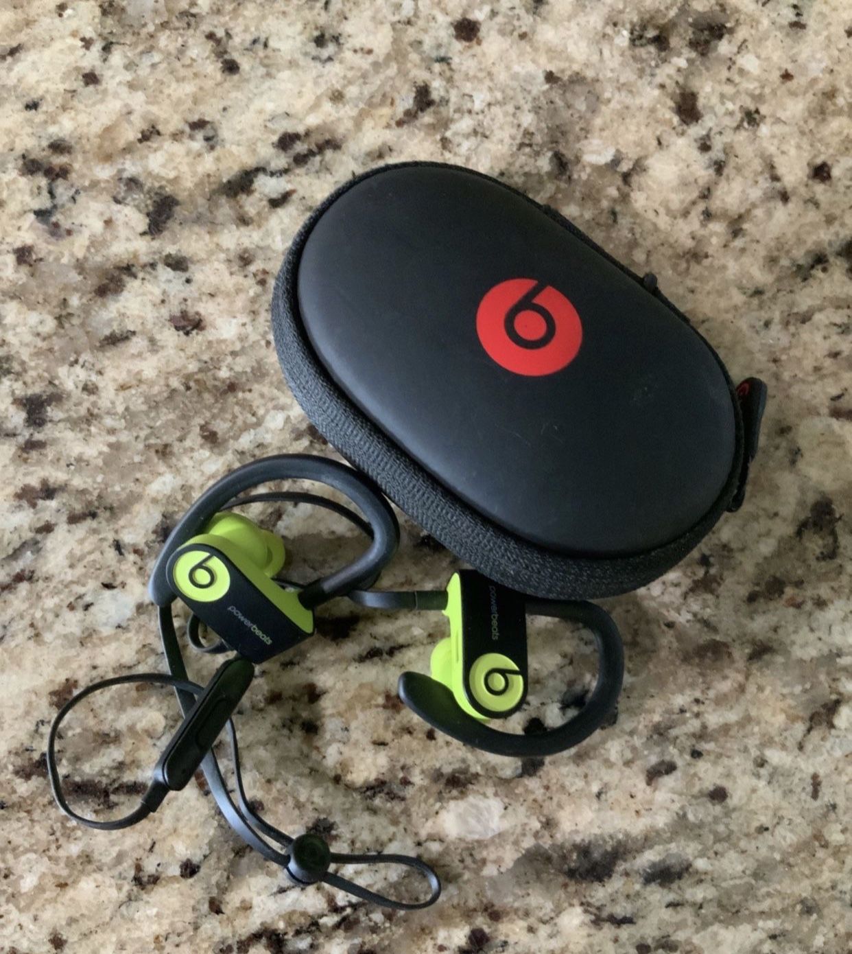 Power Beats Green Earbuds