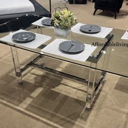 Chrome Acrylic Glass Dining Table Brand New In Box