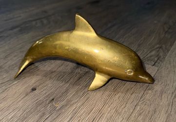 VINTAGE BRASS DOLPHIN SCULPTURE
