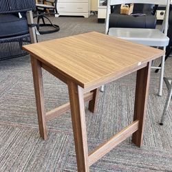 Small Square Wood Side Table, Walnut Finish, New