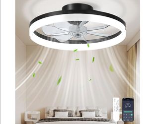 Ceiling Fan with Light, 20" Low Profile Foldable Ceiling Fans
with 6 Wind Speeds, Dimmable Smart