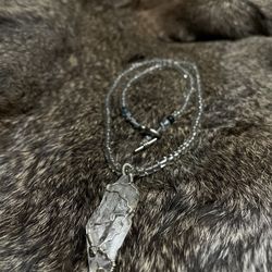 Wire Wrapped Quartz Crystal Pendant 