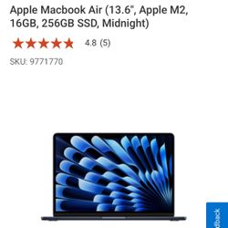 Apple Macbook Air (13.6", Apple M2, 16GB, 256GB SSD, Midnight)