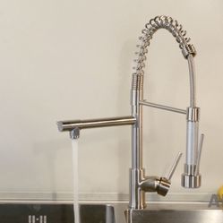 🚨 Kitchen Sink Faucet  Solid Brass 🔥 Color Stainless Steel 📦Brand New 🤩