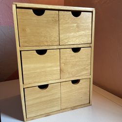 Wooden Storage Organizer Box With (6) Drawers 