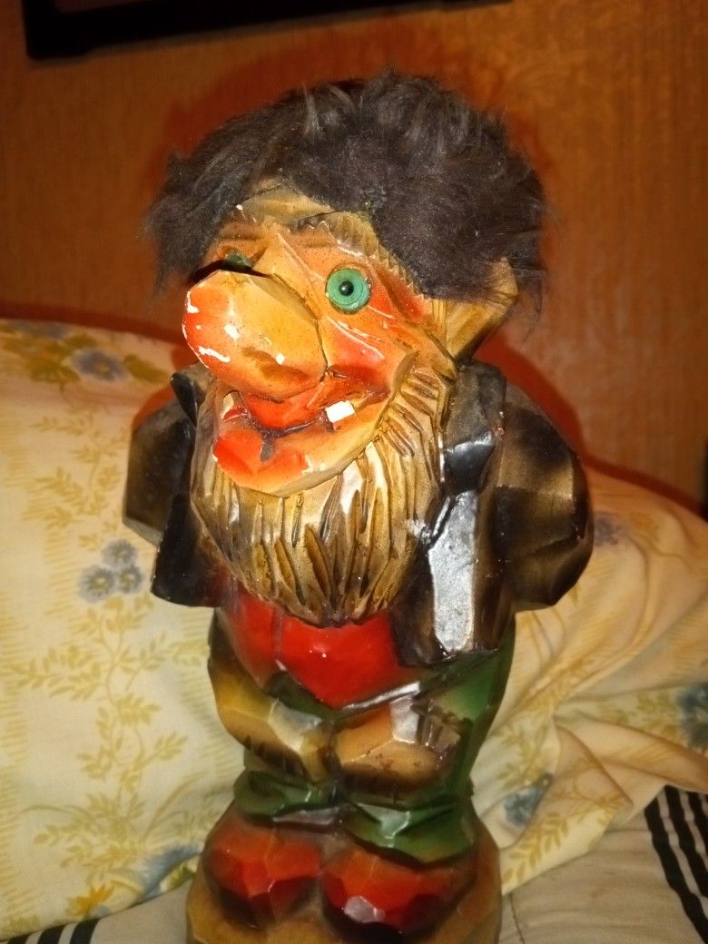 Vintage Hauketo Norwegian Troll Carved Doll